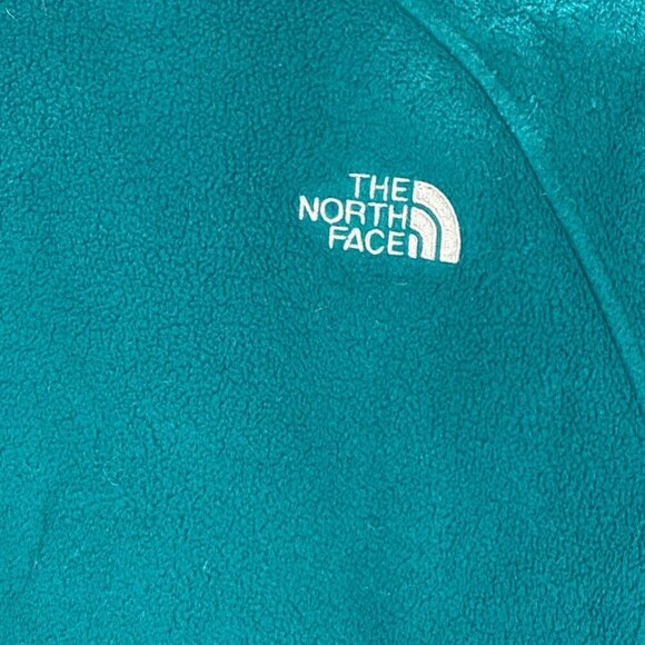 The North Face Jacket Womens Small Teal Fleece Full Zip Logo Zip Pockets - Picture 9 of 9